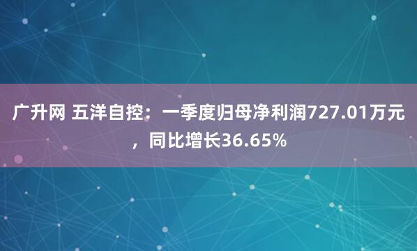 广升网 五洋自控：一季度归母净利润727.01万元，同比增长36.65%