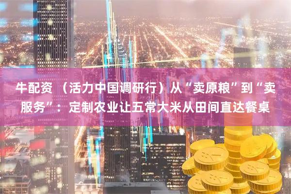 牛配资 （活力中国调研行）从“卖原粮”到“卖服务”：定制农业让五常大米从田间直达餐桌